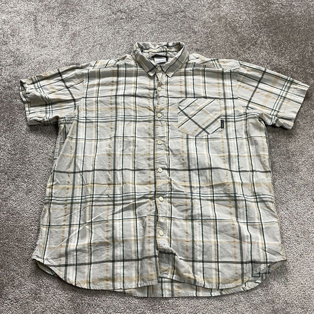 Columbia Outdoor Shirt Mens XXL Multicolor Plaid Short Sleeve Button Down Cotton